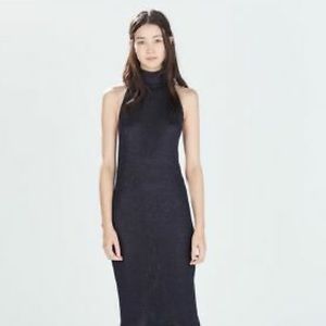 Zara Ribbed Knit Turtleneck Sleeveless Bodycon Dress Size Medium
